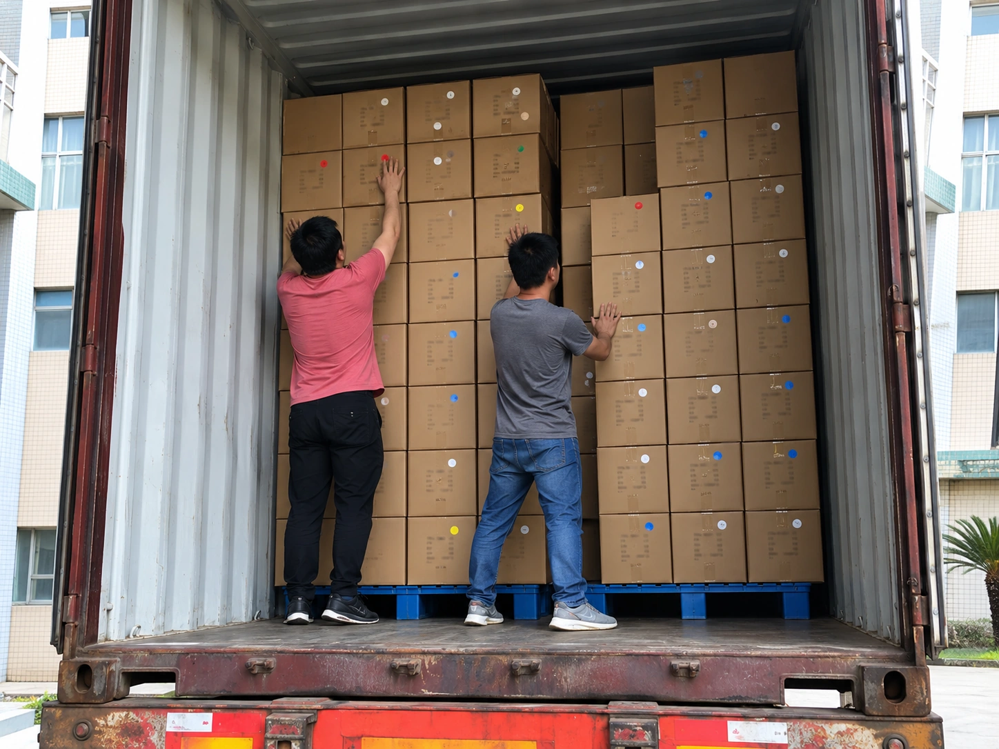 Cartons being arranged for shipment