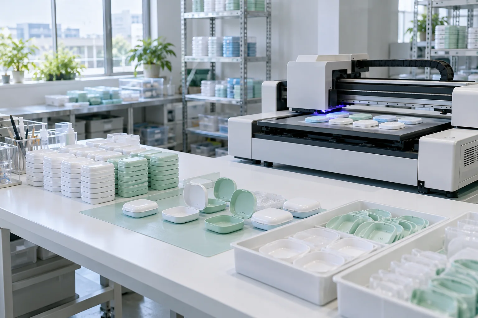 Illustrative production workspace, not a photograph of SmileStar facilities